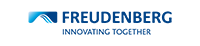 Logotipo da Freudenberg em azul com slogan 'Inovando Juntos'.