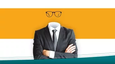 Figura de um homem sem cabeça em terno e gravata.
