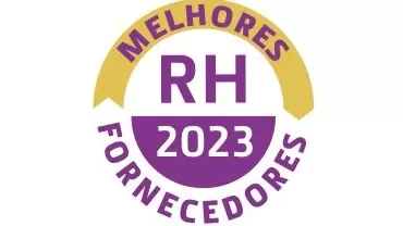 Logo com texto 'Melhores Fornecedores RH 2023'.