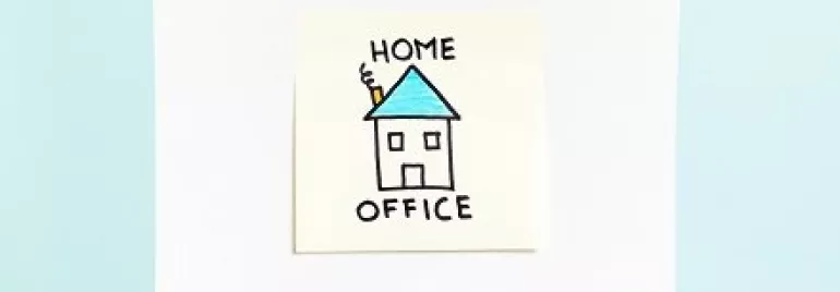 Desenho de uma casa com texto 'Home Office'.