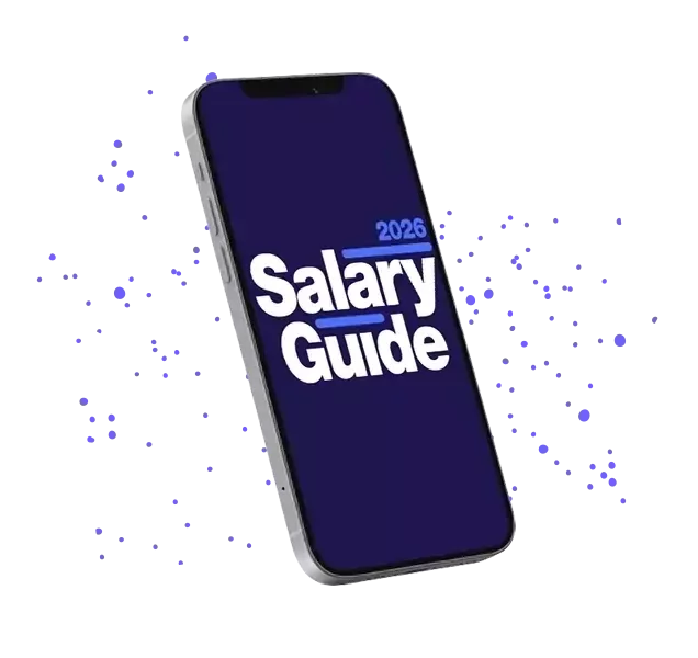 Um phone com a imagem de no Guia de Salários 2026.